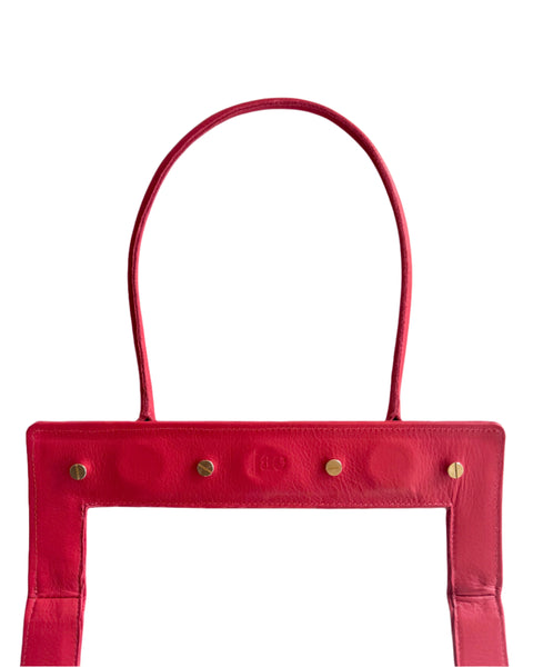 Sample: jae Red Leather Shoulder Bag handle
