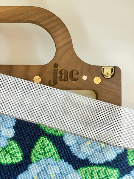 jae x love mhb studio Hydrangea Blue Needlepoint Shortie Slipcover