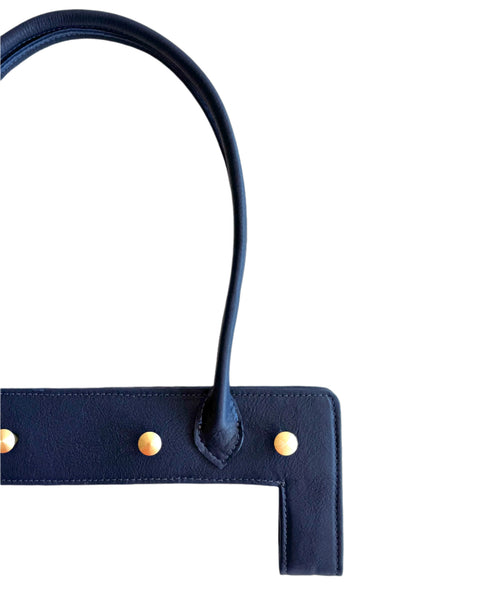 Sample: jae Navy Leather Shoulder Bag handle