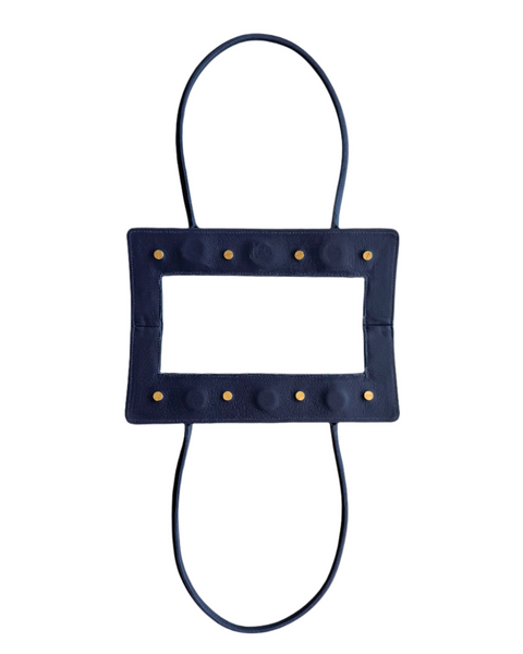 Sample: jae Navy Leather Shoulder Bag handle