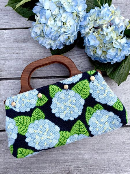 jae x love mhb studio Hydrangea Blue Needlepoint Shortie Slipcover