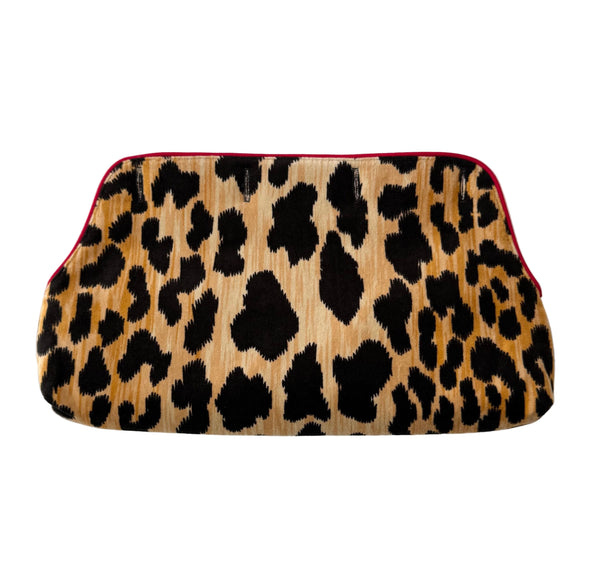 Velvet Leopard Shortie Slipcover – Red Piping