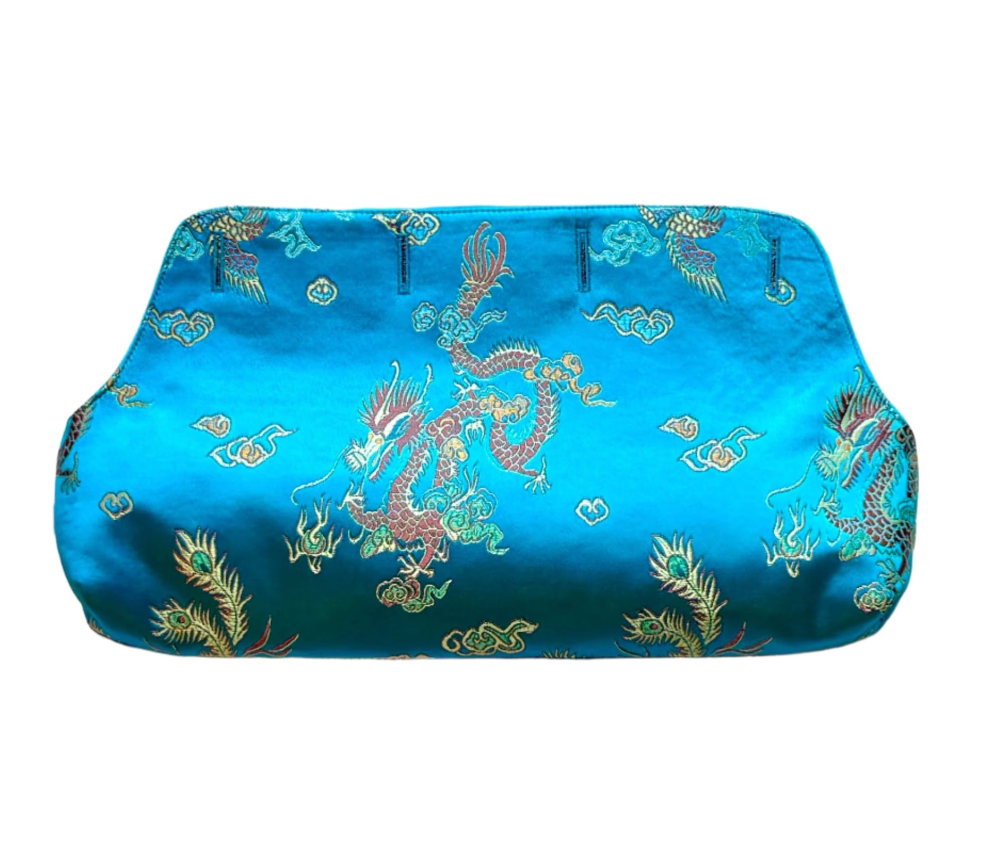 Satin Dragon Reversible Shortie Slipcover (Blue/Aqua Thai Silk)
